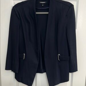 Roz & Ali Black Open-Front Blazer with Notched Lapels